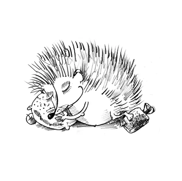 Handgezeichnete schlafende hedgeho — Stockfoto